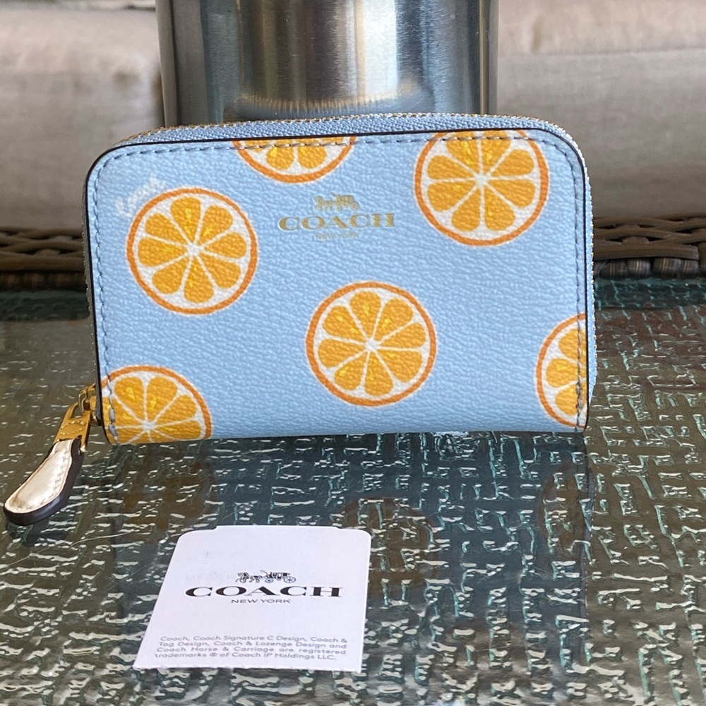 Coach Blue Mini Orange Wallet NWT - Picture 9 of 16